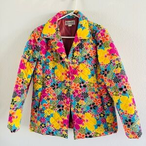 Women’s Lon Don Jacket Coat Floral Pockets Toggle Buckle Boho Size L
